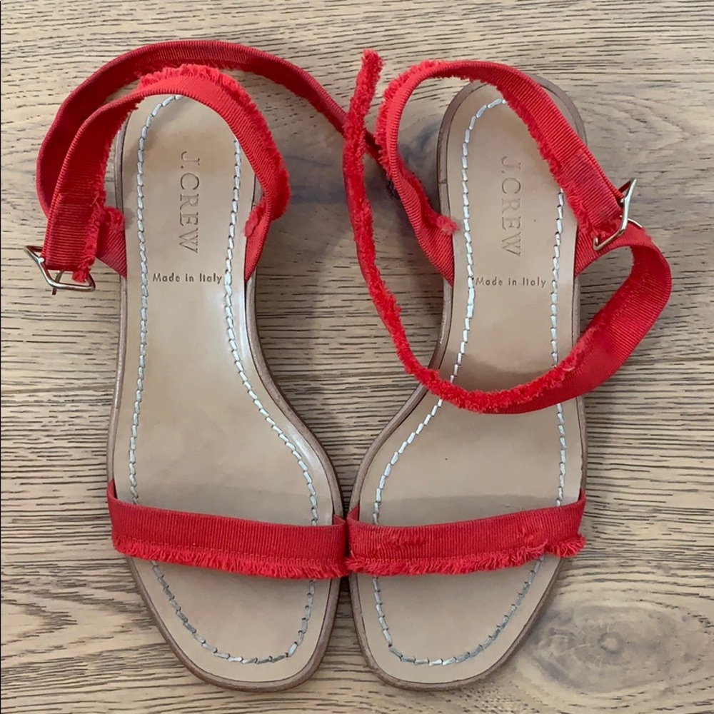 J.Crew Red Grosgrain Ribbon Block-heel Sandals